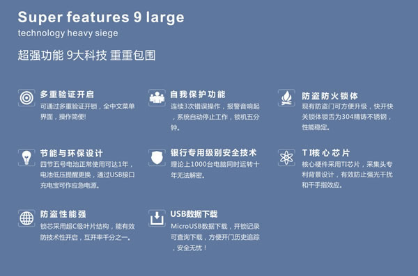 堡德伦指纹锁 B760智能锁防盗防火锁体