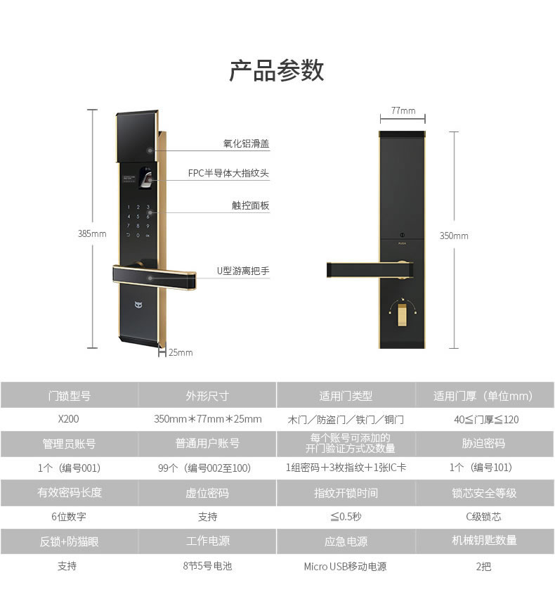 斑点猫指纹锁 物联网指纹锁防盗电子密码锁