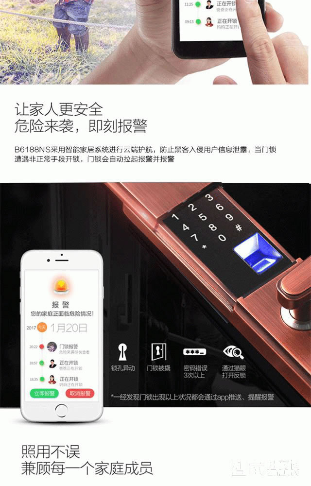 百思易智能锁 智能门锁/五大开锁方式/锌合金材质