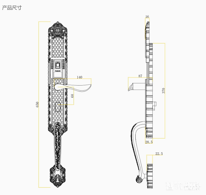 施肯洛克智能锁 别墅滑盖智能锁 电子密码锁