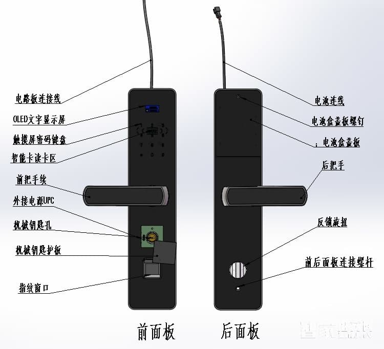 阿斯丹盾直板指纹密码锁 不锈钢家用智能锁