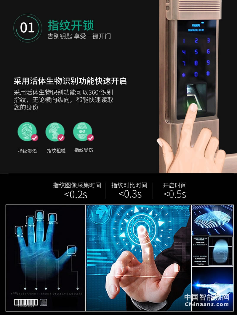 简舒滑盖智能指纹锁S005 家用防盗门锁APP远程动态密码开锁