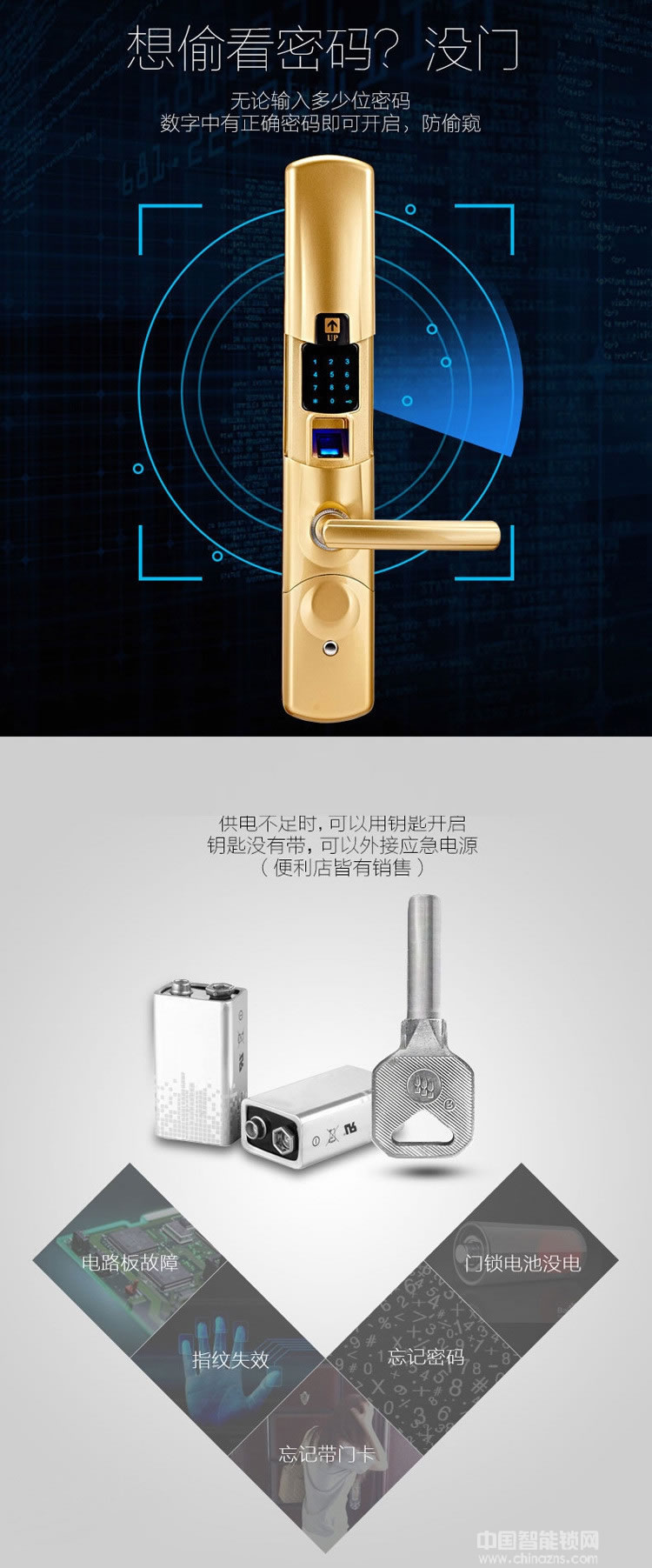 奥卡斯智能锁 公寓专用指纹锁 多功能指纹锁