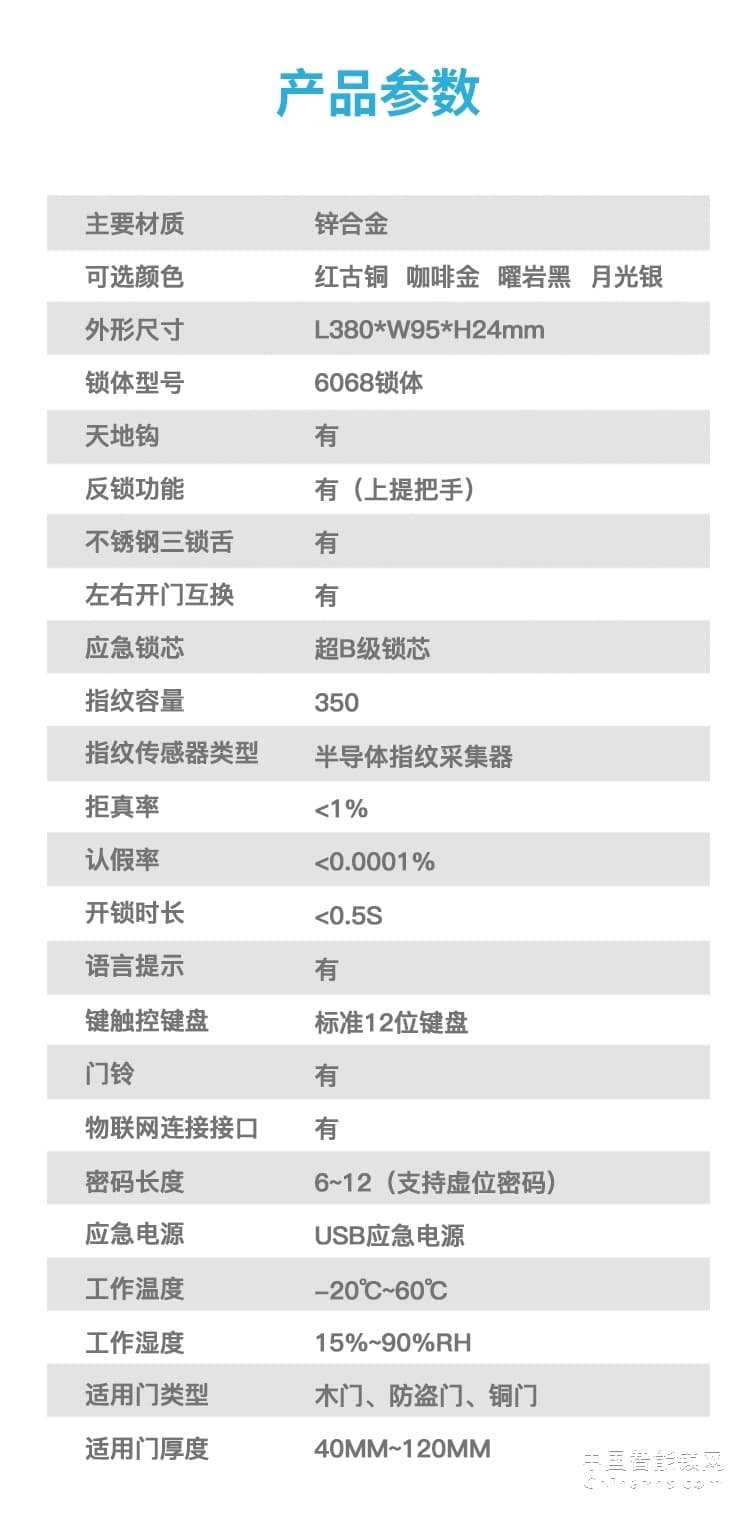 兰和指纹锁M08 家用防盗门锁 IC卡刷卡锁