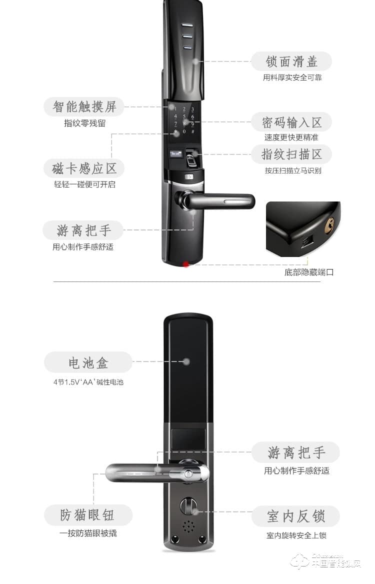 seenyii指纹锁 SY-E9指纹密码锁 滑盖智能门锁