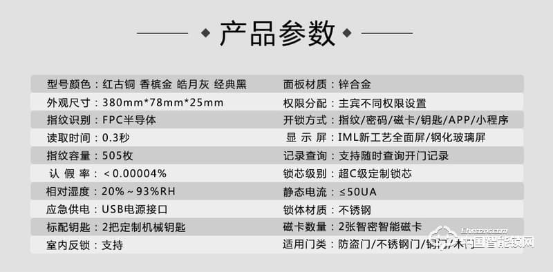 智密智能锁 皓月灰家用指纹锁 防盗门电子密码锁F6