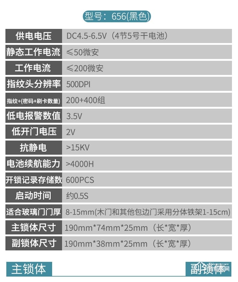 酷丰指纹锁 智能密码锁门禁免开孔玻璃门锁