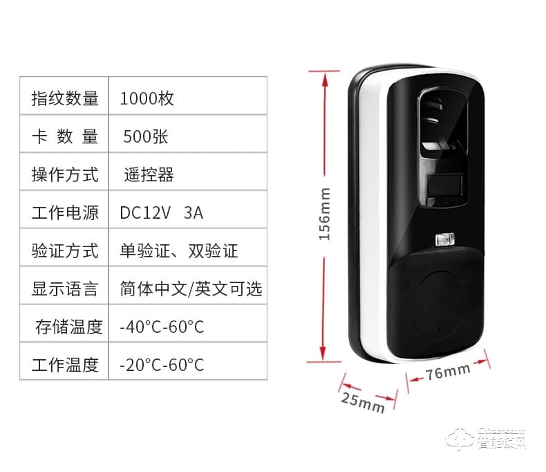 酷丰指纹锁 门禁智能感应无线遥控一体锁