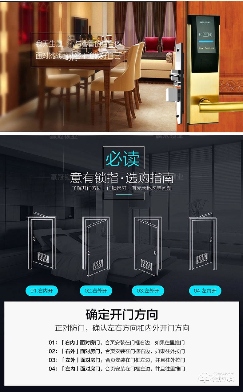 赢冠智能锁 新款星级酒店锁宾馆锁