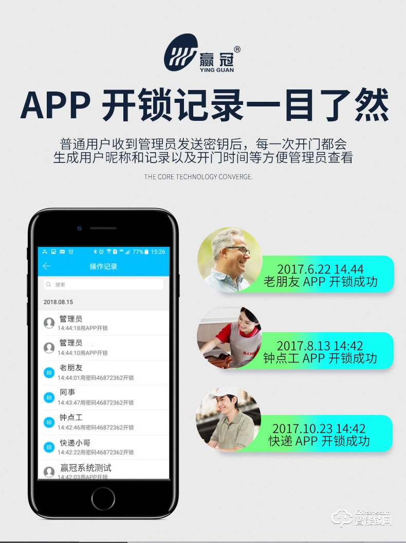 赢冠智能锁 指纹锁密码锁APP锁