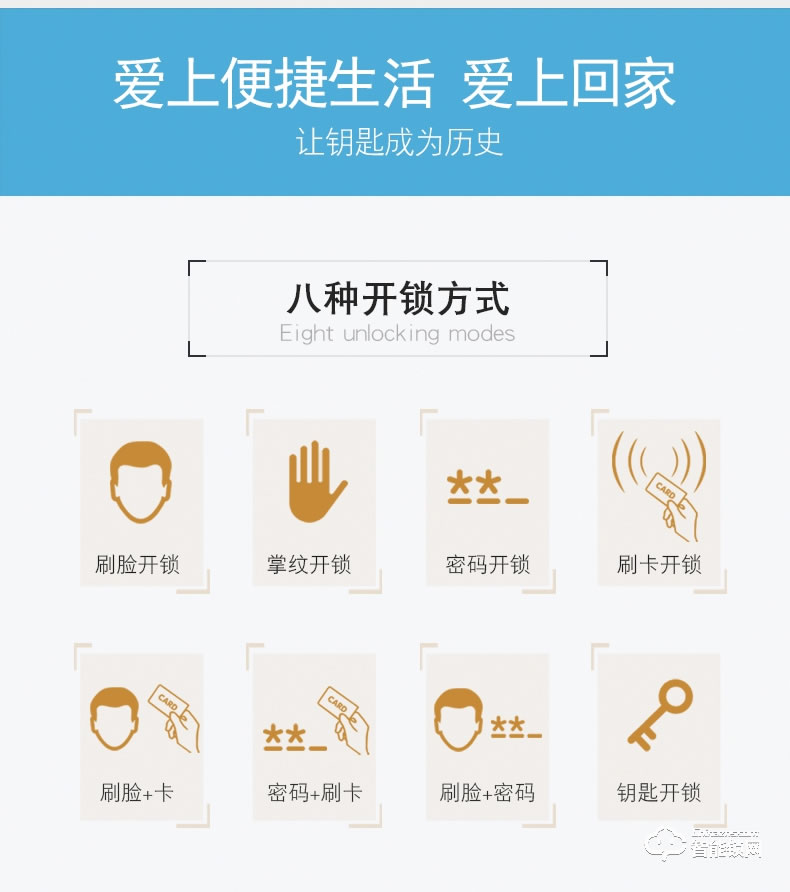 腾飞指纹锁 人脸识别锁防盗门密码智能门锁
