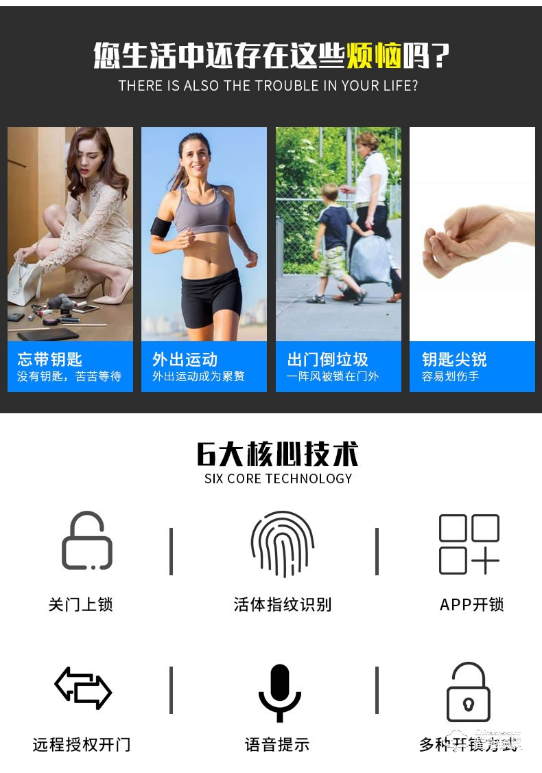 思玛特智能锁 半导体指纹家用防盗门智能锁