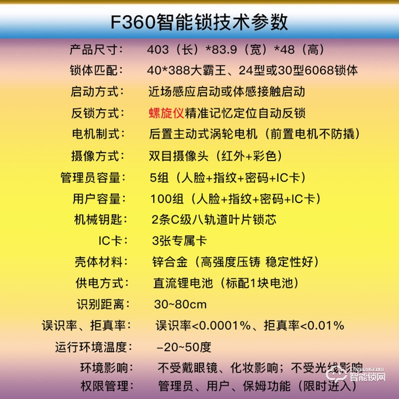 纹盾美智能锁 F360人脸识别智能指纹锁