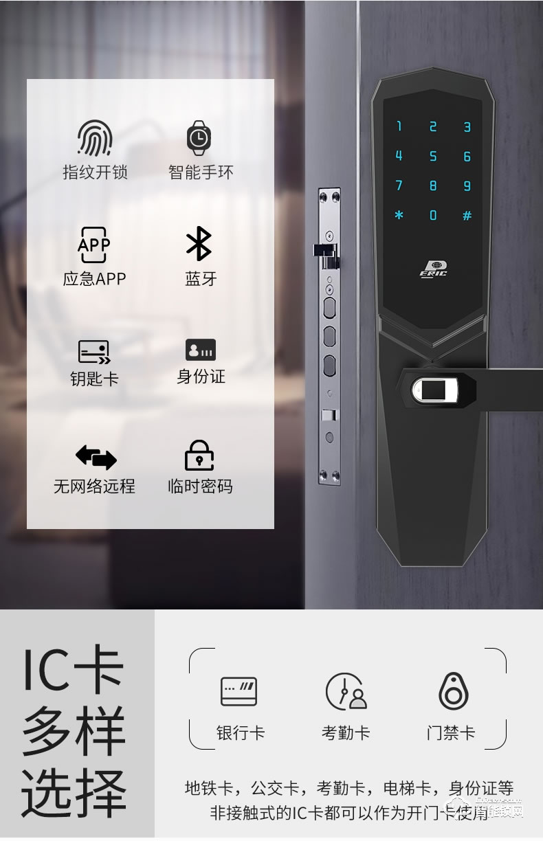 派瑞装甲智能锁 H300家用防盗门密码锁智能锁