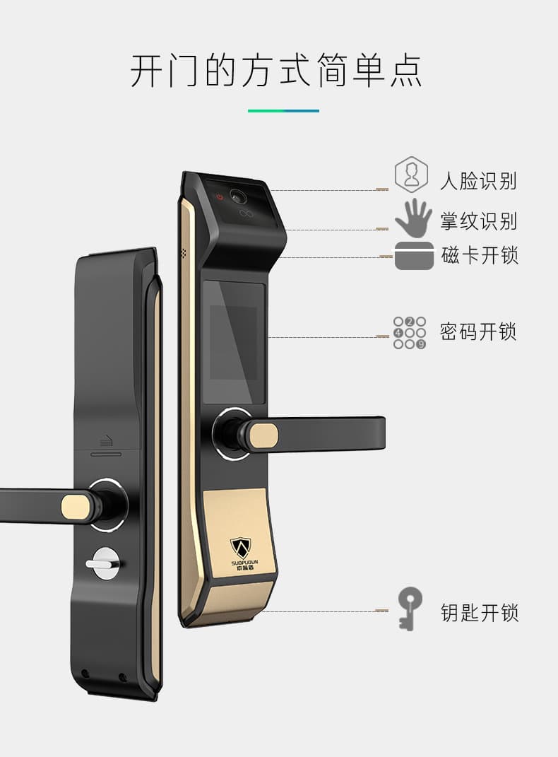 索普盾指纹锁 S17人脸识别锁家用防盗大门锁