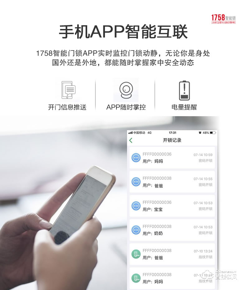 1758智能锁 701-琥珀金时尚APP智能互联锁