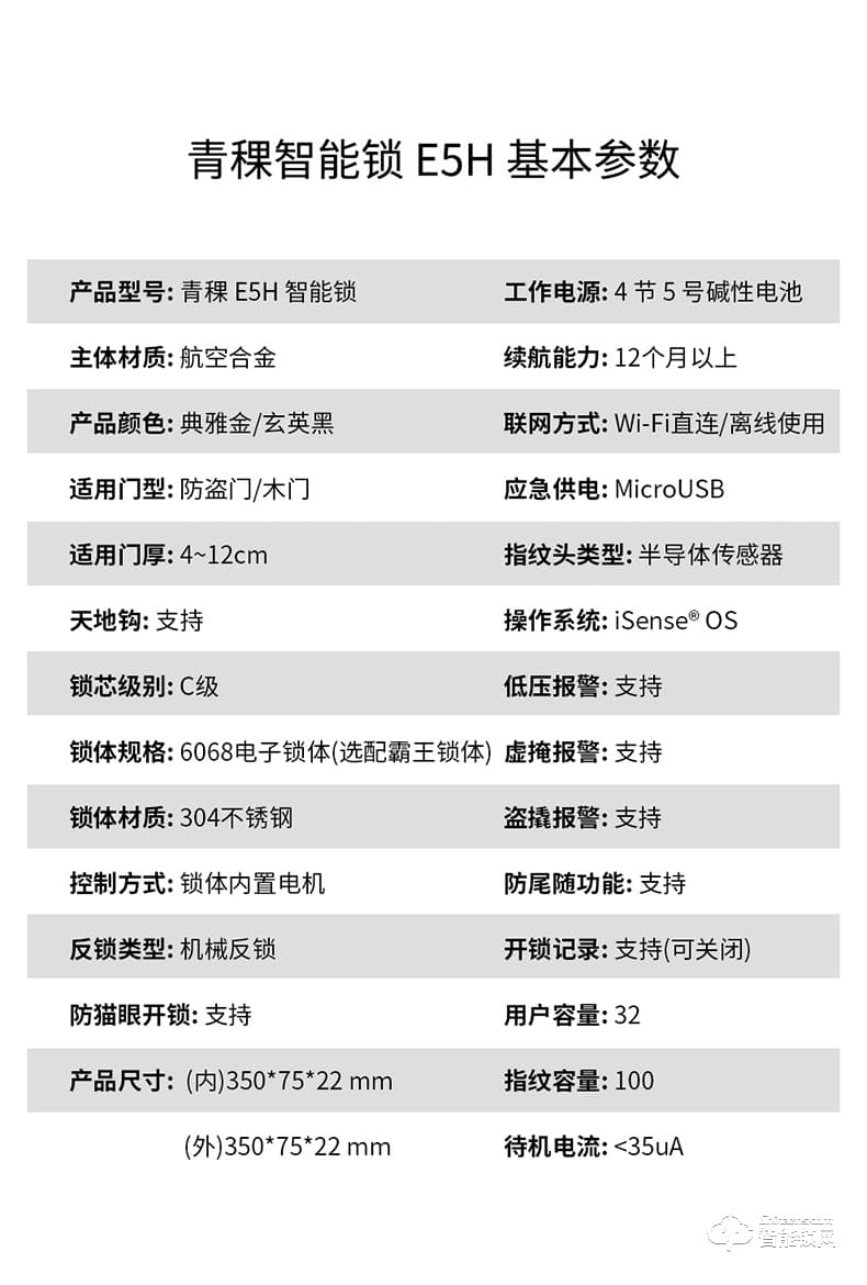 青稞智能锁 E5H家用华为智卡版密码防盗门电子门锁