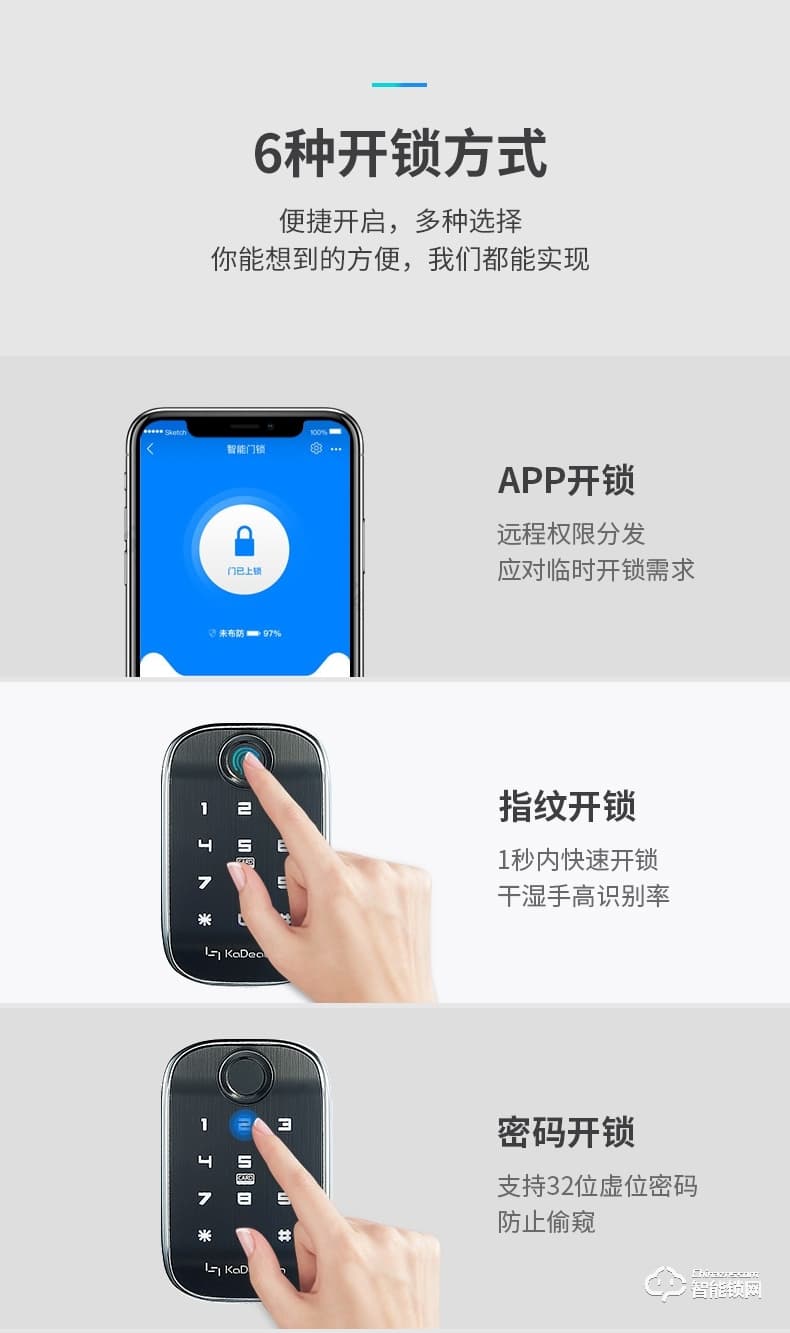 卡迪龙智能锁 智能分体锁家用指纹锁