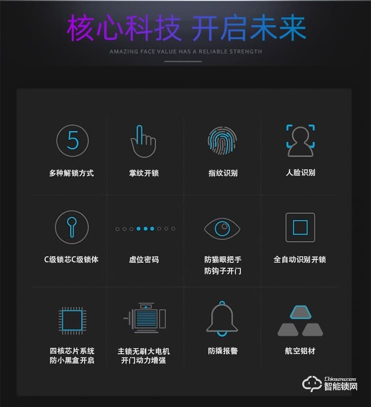 奥弗特智能锁 人脸识别锁掌纹识别锁