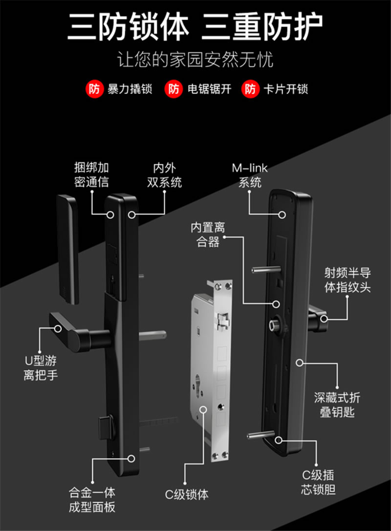 伯兰美智能锁 IMD双曲面进口指纹智能门锁