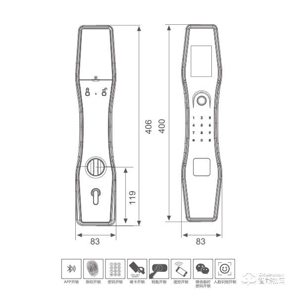 福乐门智能锁 F-S820三维活体人脸识别智能锁