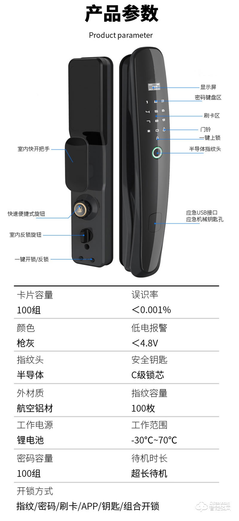 洛克曼K4全自动开锁 航空铝合金