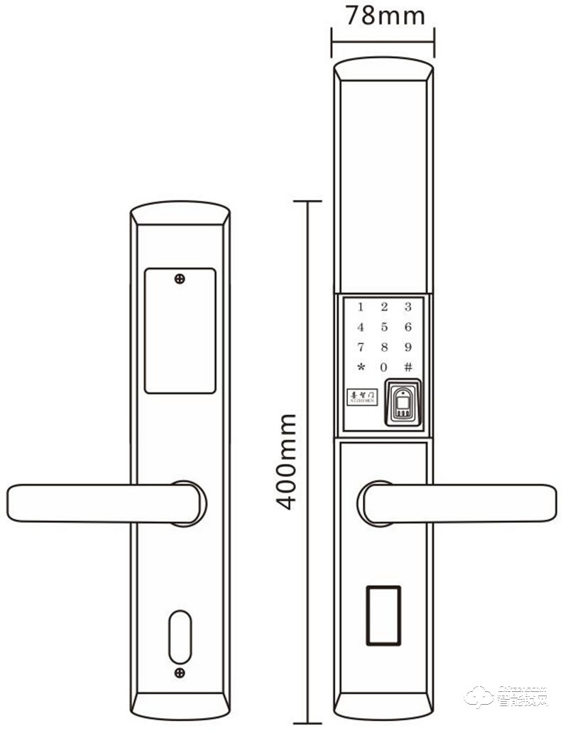 喜智门智能锁 XZM-105不锈钢色滑盖密码锁