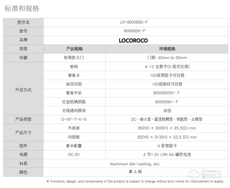 乐扣乐扣智能锁 LR-9000家用防盗门锁智能电子锁