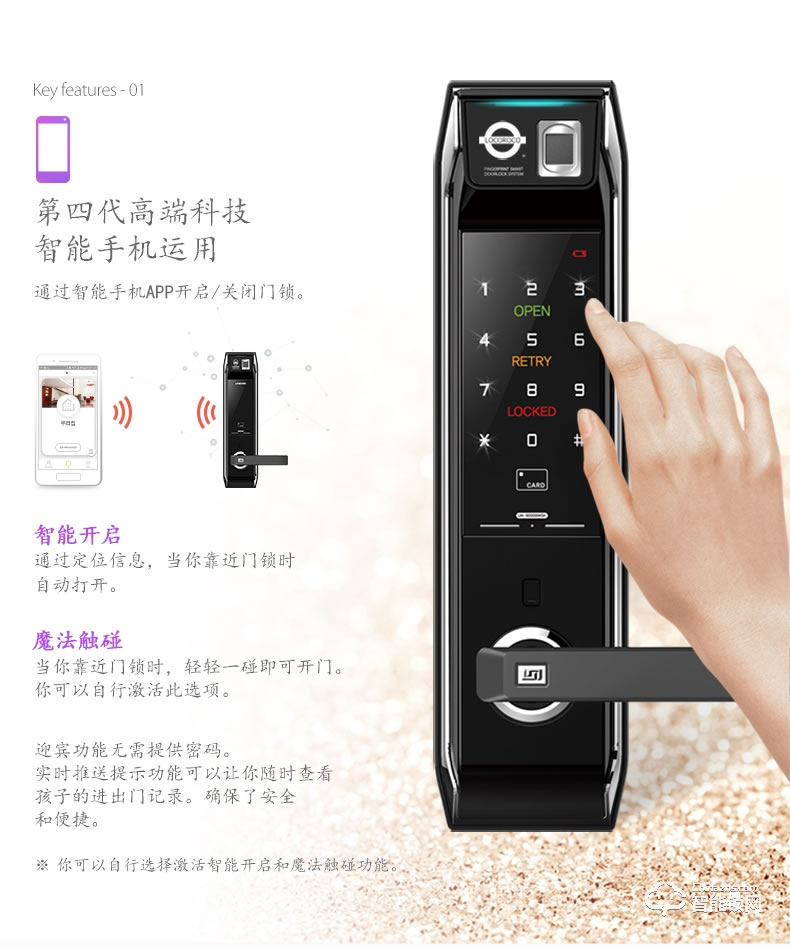 乐扣乐扣智能锁 LR-9000家用防盗门锁智能电子锁