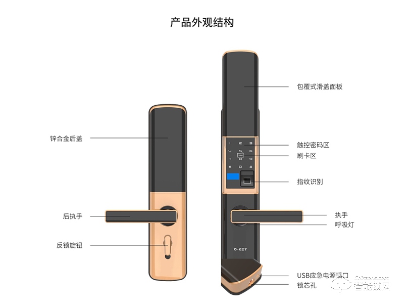 乐开智能锁 S18室内家用玻璃卧室房门锁