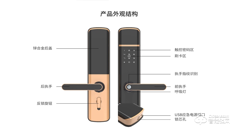 乐开智能锁 S16电子密码防盗室内家用锁