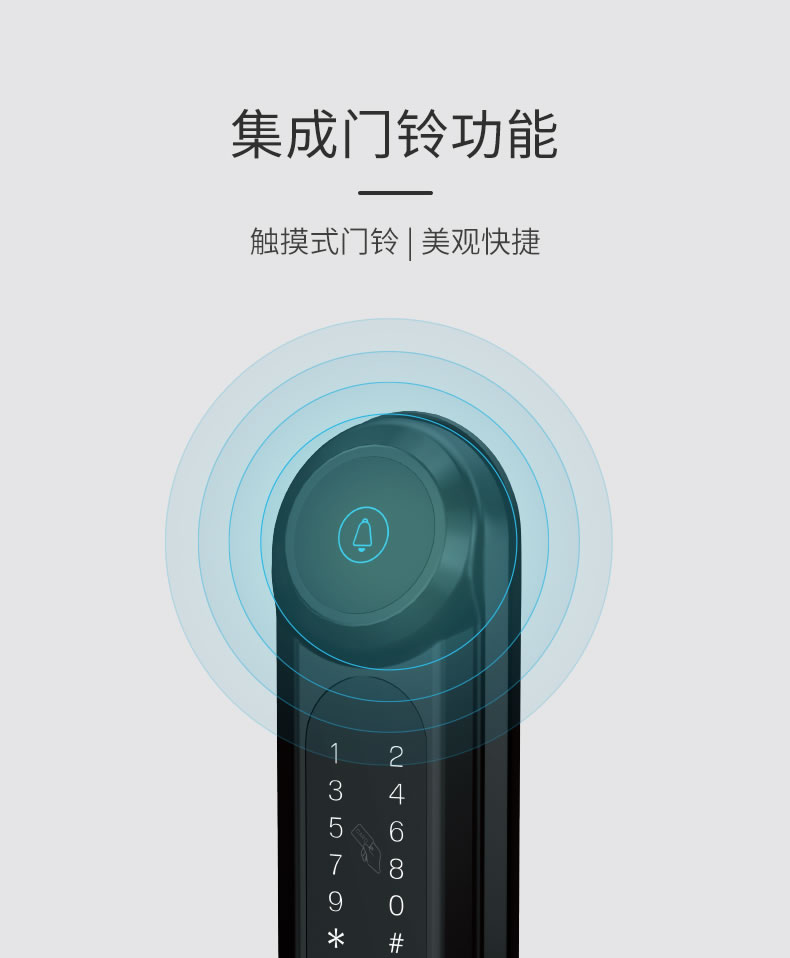 鸿雁智能锁 IHM1001一键防猫眼撬门报警智能门锁