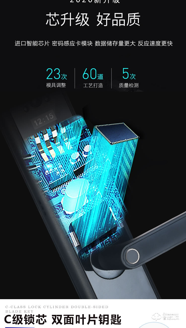 巨石智慧智能锁 Z6可视带屏家用指纹锁