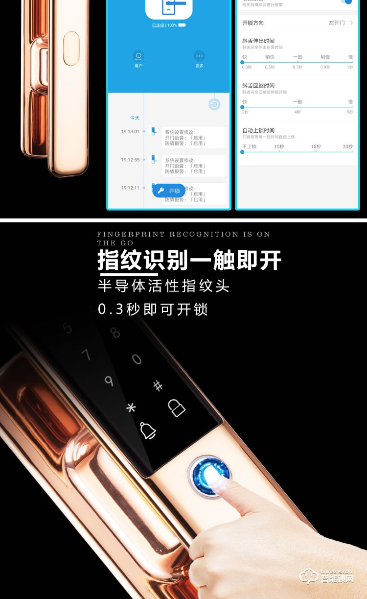 巨石智慧智能锁 F3家用全自动指纹锁