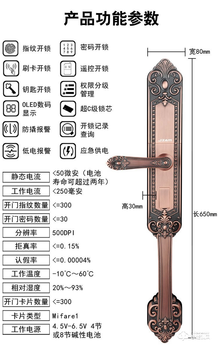 珈门智能锁 X-9别墅大门智能锁