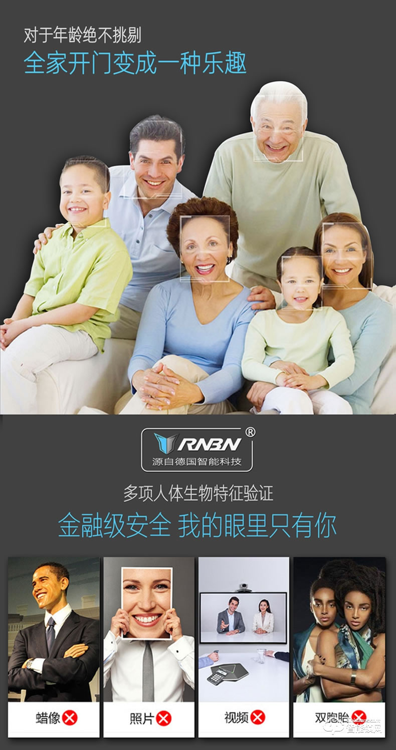 RNBN智能锁 V9全自动人脸识别锁密码锁