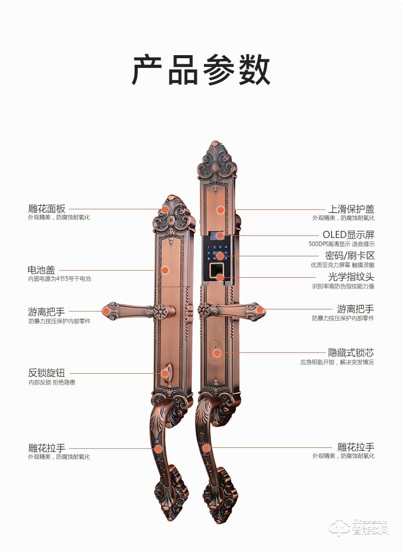 科林贝思智能锁 CK-B05别墅家用防盗门指纹锁