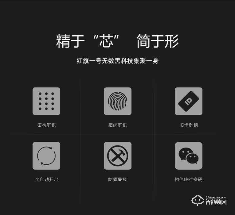 基信智能锁 红旗一号防盗门电子门锁推拉式锁
