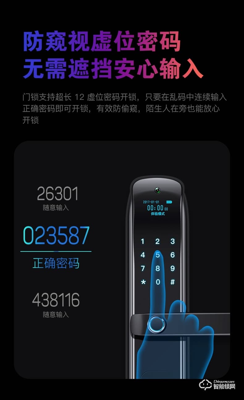 黑帆智能锁 MJ004家用防盗门智能锁密码锁
