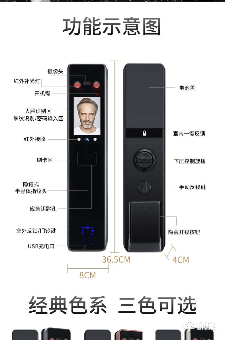 黑帆智能锁 BS-QR03家用防盗门电子锁大门锁密码锁