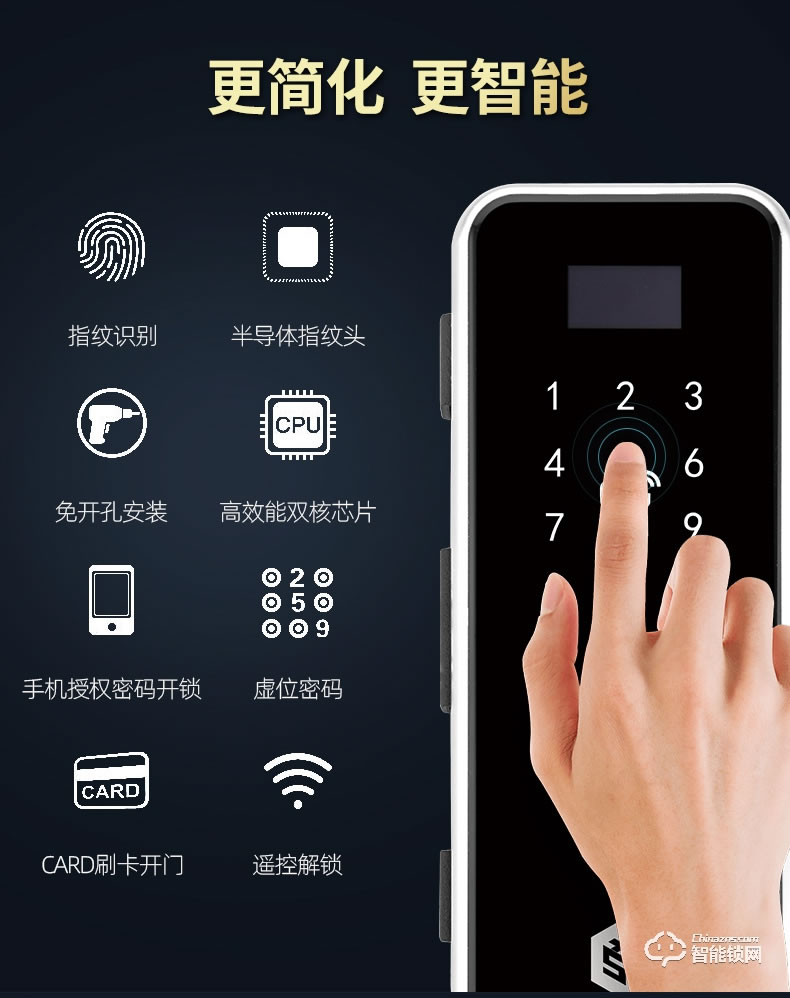 三力智能锁 办公玻璃门刷卡密码智能锁