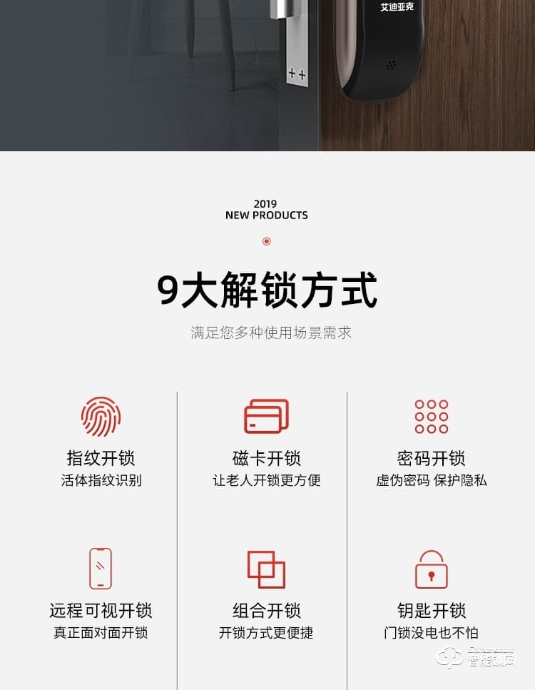 艾迪亚克智能锁 S8家用防盗门入户门防盗锁