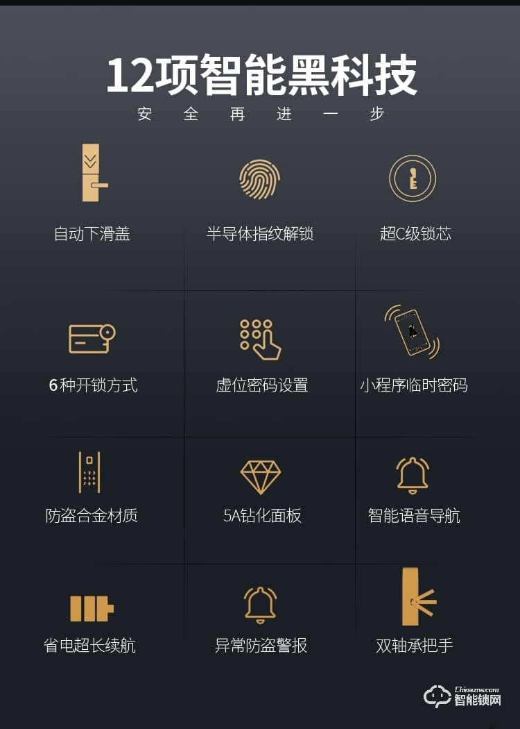 健汉智能锁 V9家用智能密码锁防盗门电子门锁