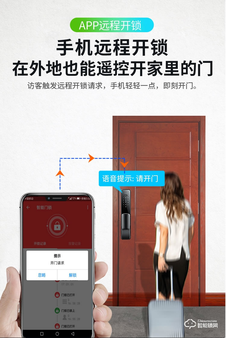 健汉智能锁 A16防盗门推拉式智能密码锁
