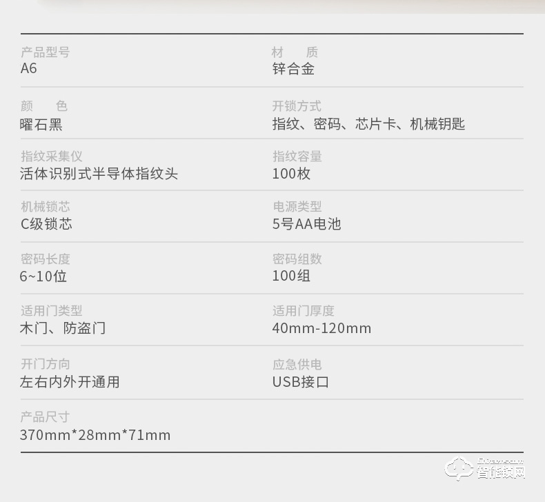 硕玛智能锁 A6家用防盗门机电分离智能锁