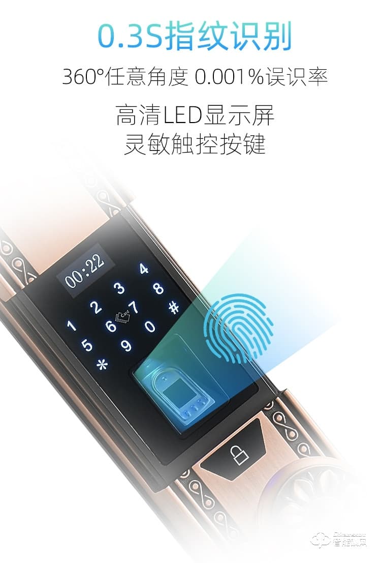 银驰欧式别墅智能锁 LED高清触摸屏