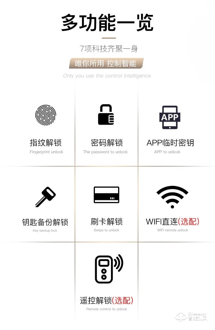 银驰纯铜双开别墅智能锁 纯铜材质外壳