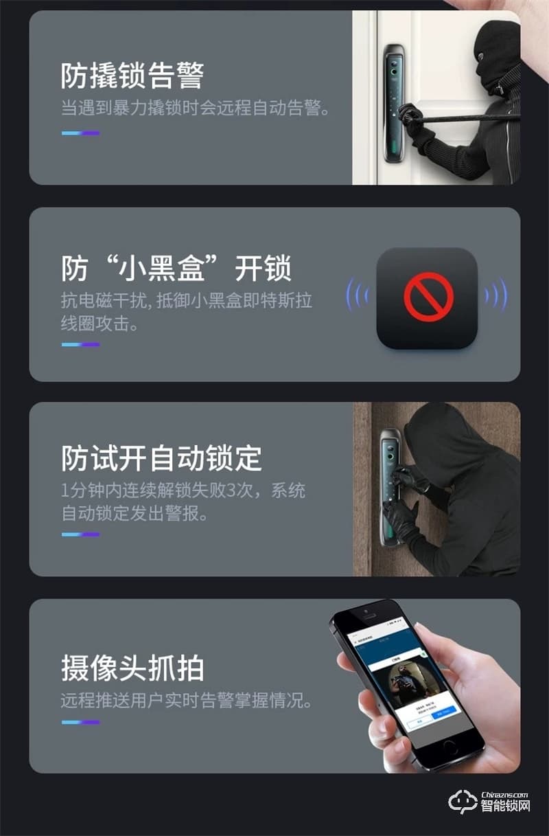 德奥西D826智能锁 指纹锁防盗门锁C级锁芯