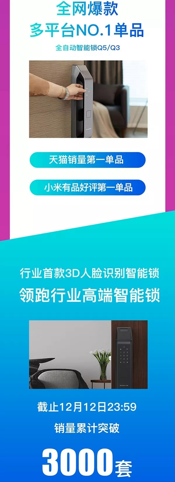 德施曼智能锁提前锁定2019全年智能锁线上销冠 双12再获全网NO.1 