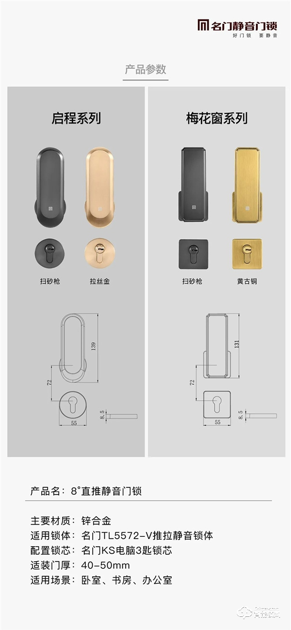 新品上市｜名门8°直推静音门锁 开锁方式的极简主义